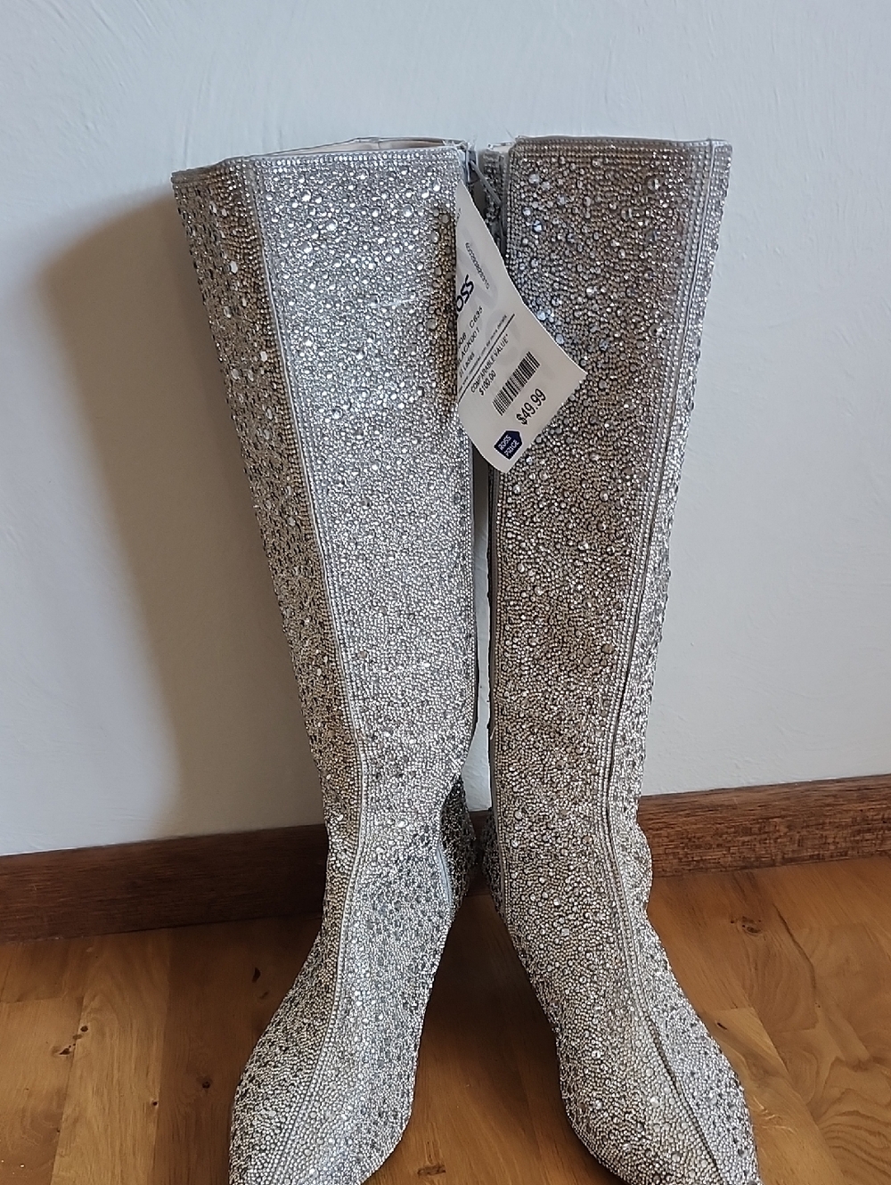 Women's Silver Sparkle Knee-High Boots